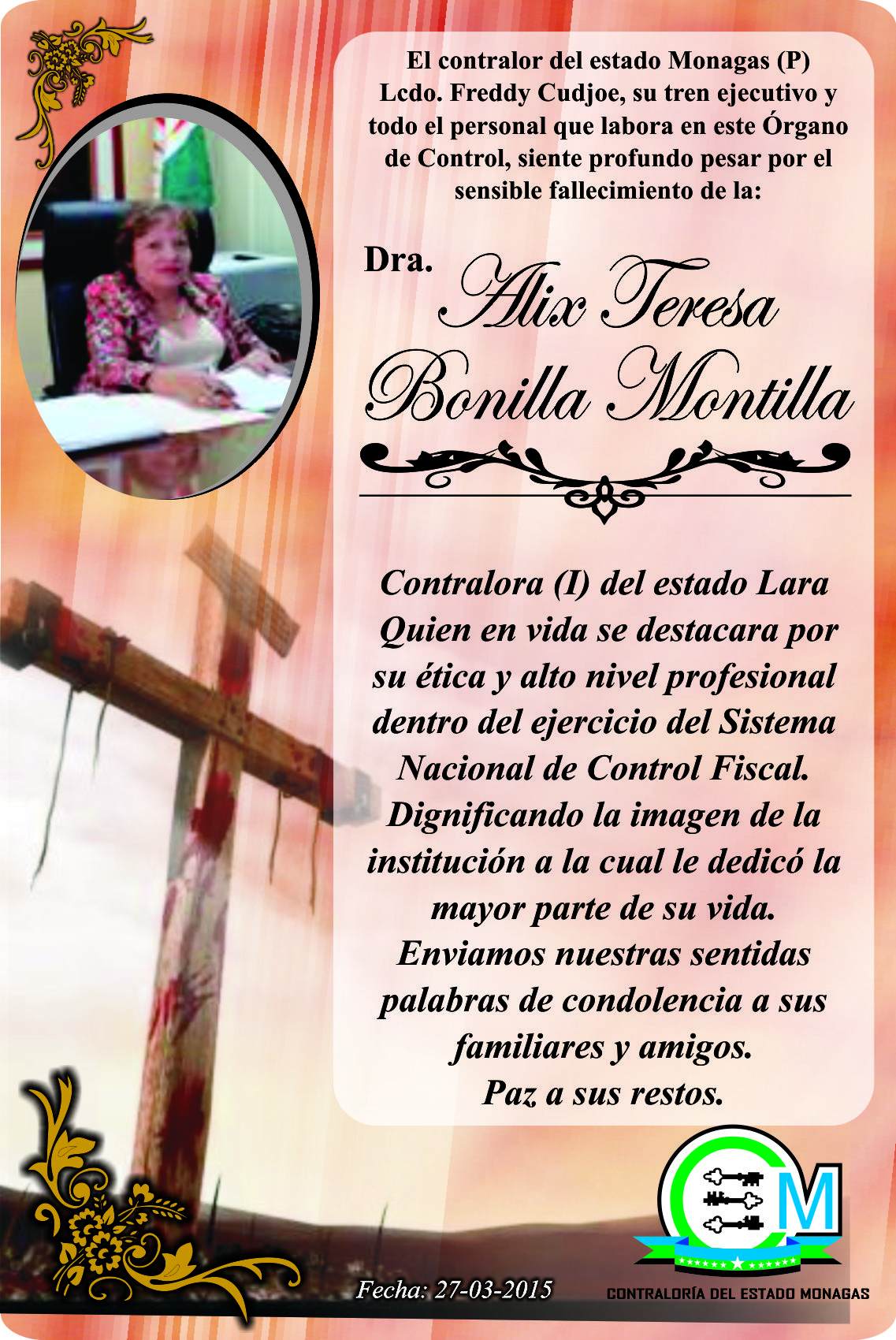 CEM se une al duelo por la desaparición física de la Contralora del estado Lara